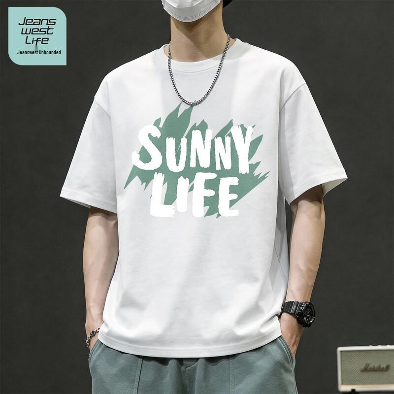 JEANSWEST LIFE Men s Letter Print Cotton Short Sleeve T-Shirt M