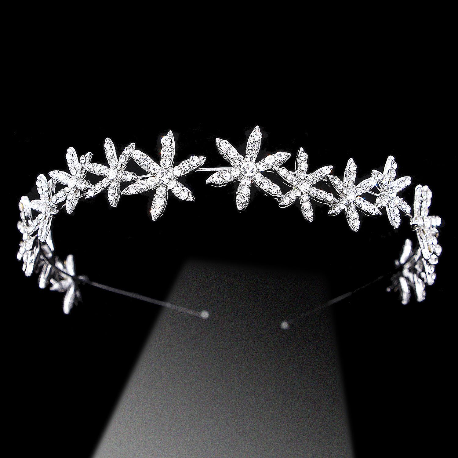 New Princess Rhinestone Bridal Wedding Crown Headband Flower Ornament Photography Headdress белый