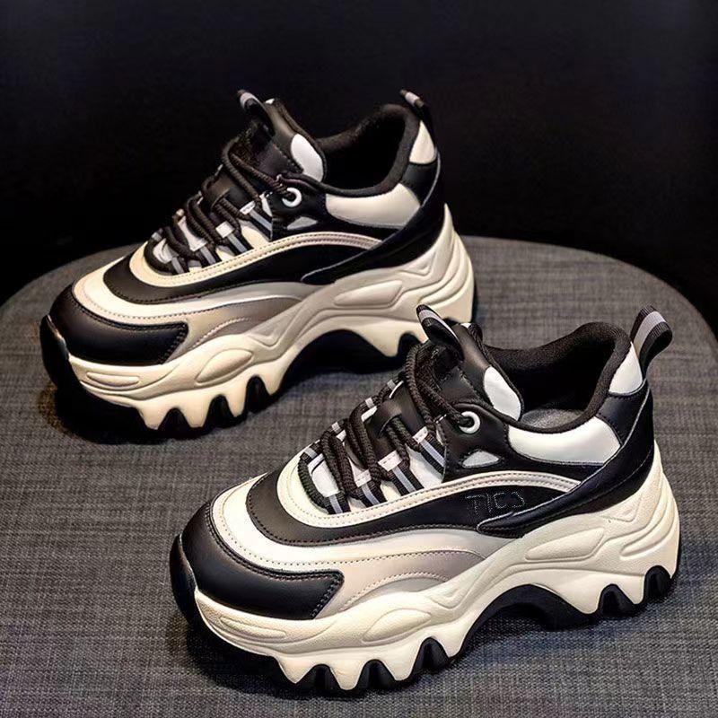 Women's Height Increase Chunky Sneakers  Autumn Winter Thick Sole Trendy Casual Fashion Lace Up Shoes for Women