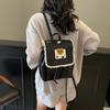 Ruffled Lace Drawstring Backpack PU Leather Cute Bear Knapsack Sweet Fashion Backpack  Outdoor