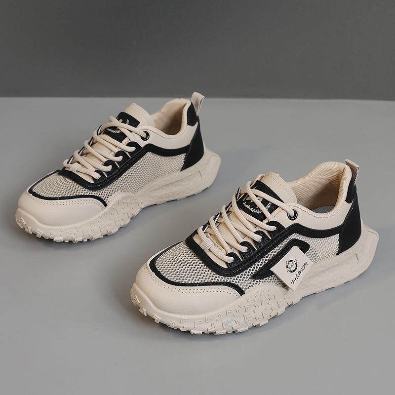 

Dad s shoe leather sports shoes new color blocked thick soled women s shoes student Korean version fashion trend 40