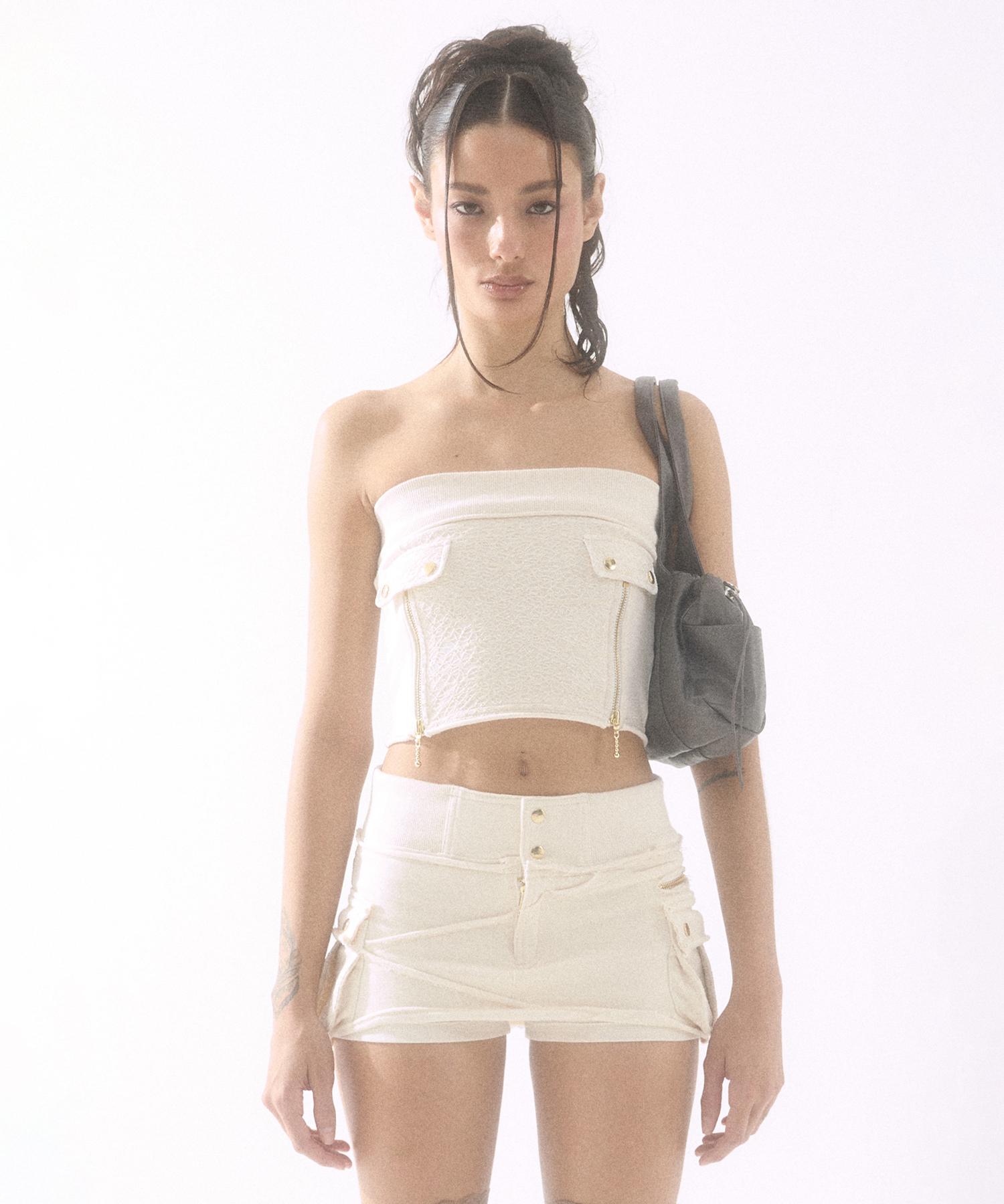 Buddy Zipper Sweat Sleeveless Cream M