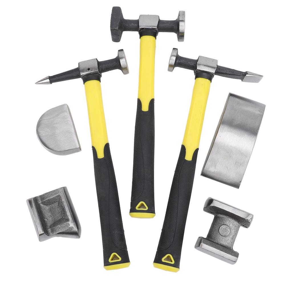 7PCS Auto Body Repair Kit Carbon Steel Heavy Duty Auto Body Hammer and Dolly Set Dent Repair Tools w