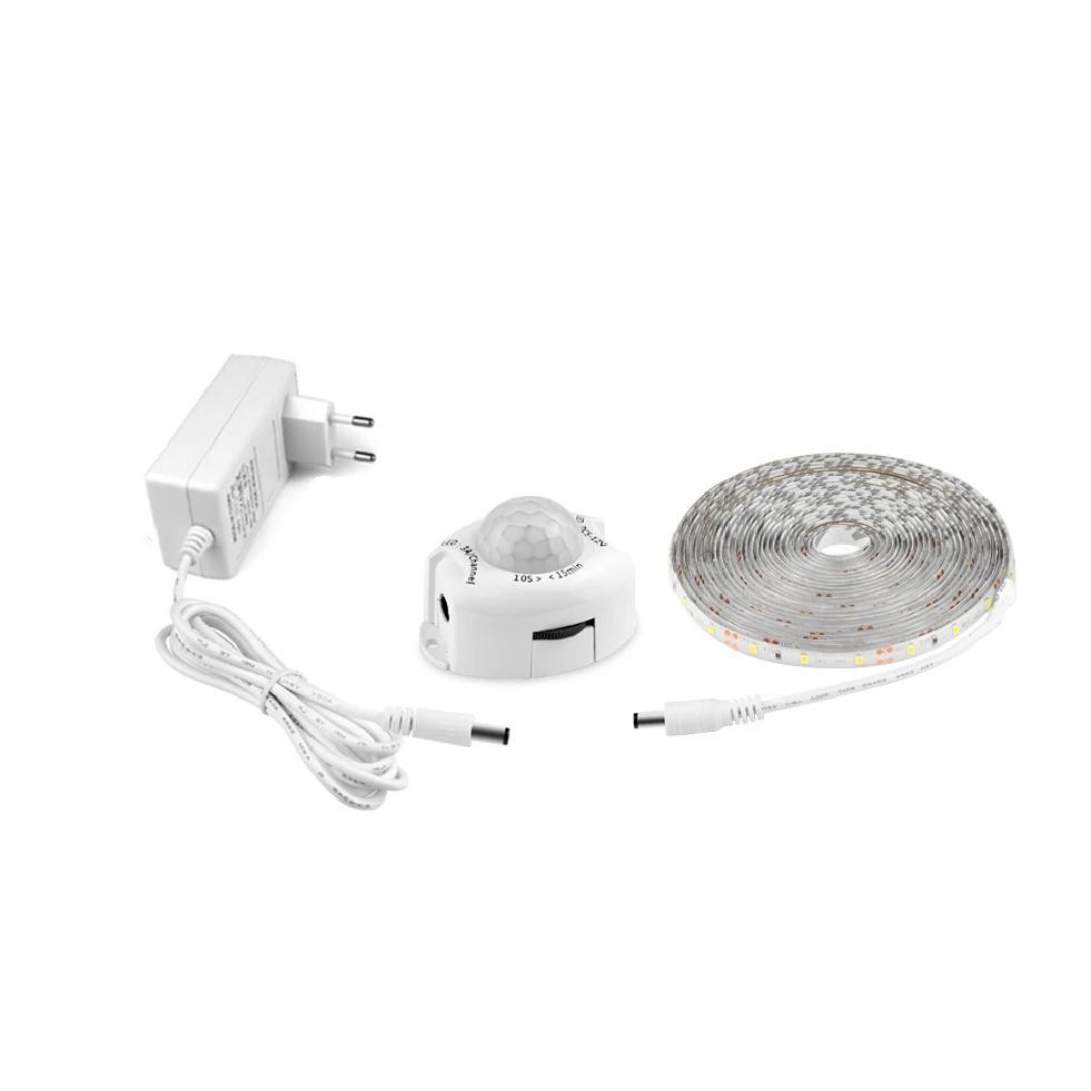 1-5m PIR Motion Sensor LED Strip Lights DC 12V Diode Tape Waterproof Auto On/Off Stairs Wardrobe Closet Kitchen Backlight Light