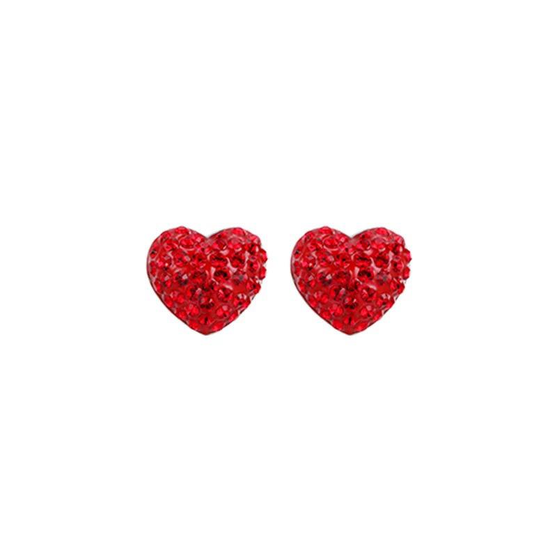 Simple peach heart ear clips, women's no ear piercings, red full diamonds, personalized earrings, fashionable temperament,mosquito coil disc earrings.