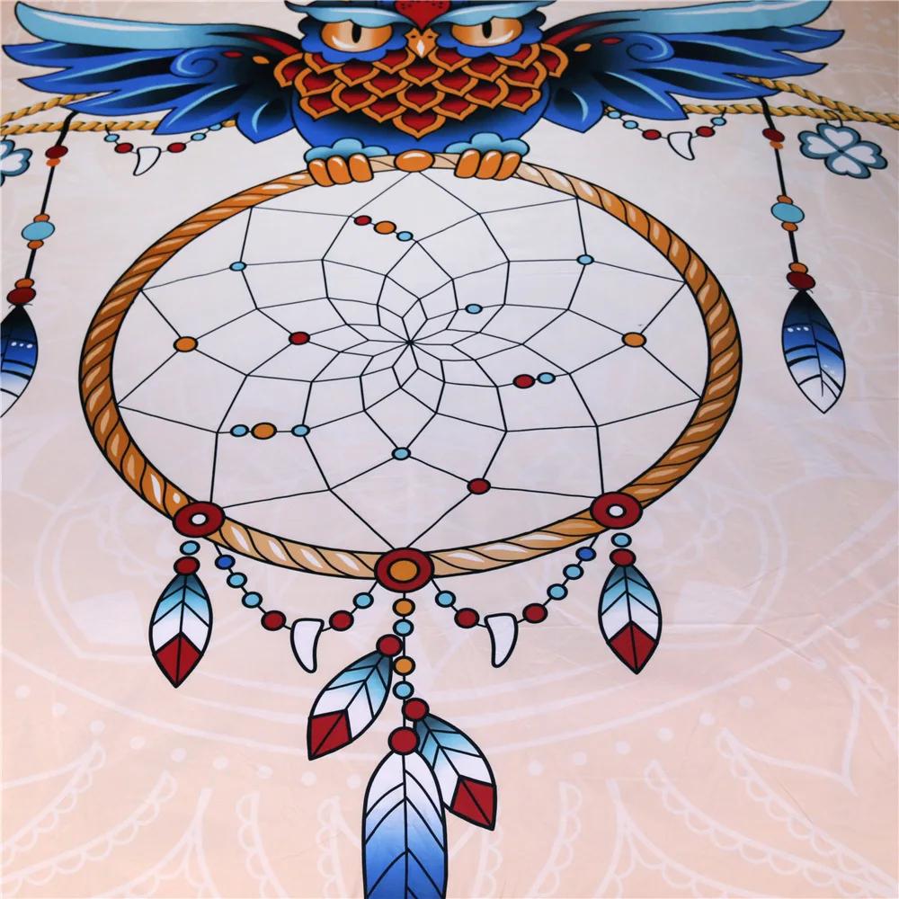 High-quality Soft Owl Beding Set Feather Dream Catcher Beding Ful Quen King-Sized Dimensionsd Dimensions Warm Comforter Set Premium Bedclothes