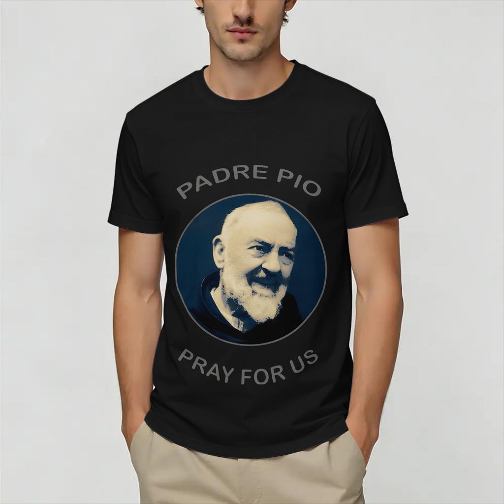 Unisexs TShirts Padre Pio Novelty 100 Cotton Tees Short Sleeve T Shirts Round Neck Clothes Gift Idea