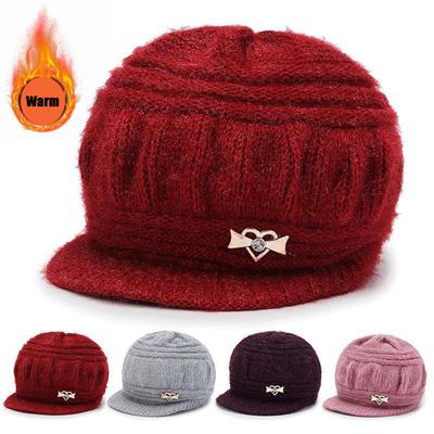 Autumn And Winter New Middle-Aged And Elderly Hats Children'S Knitted Woolen Hats Women'S Warm Ear Protection Hats With Added Velvet Mothers