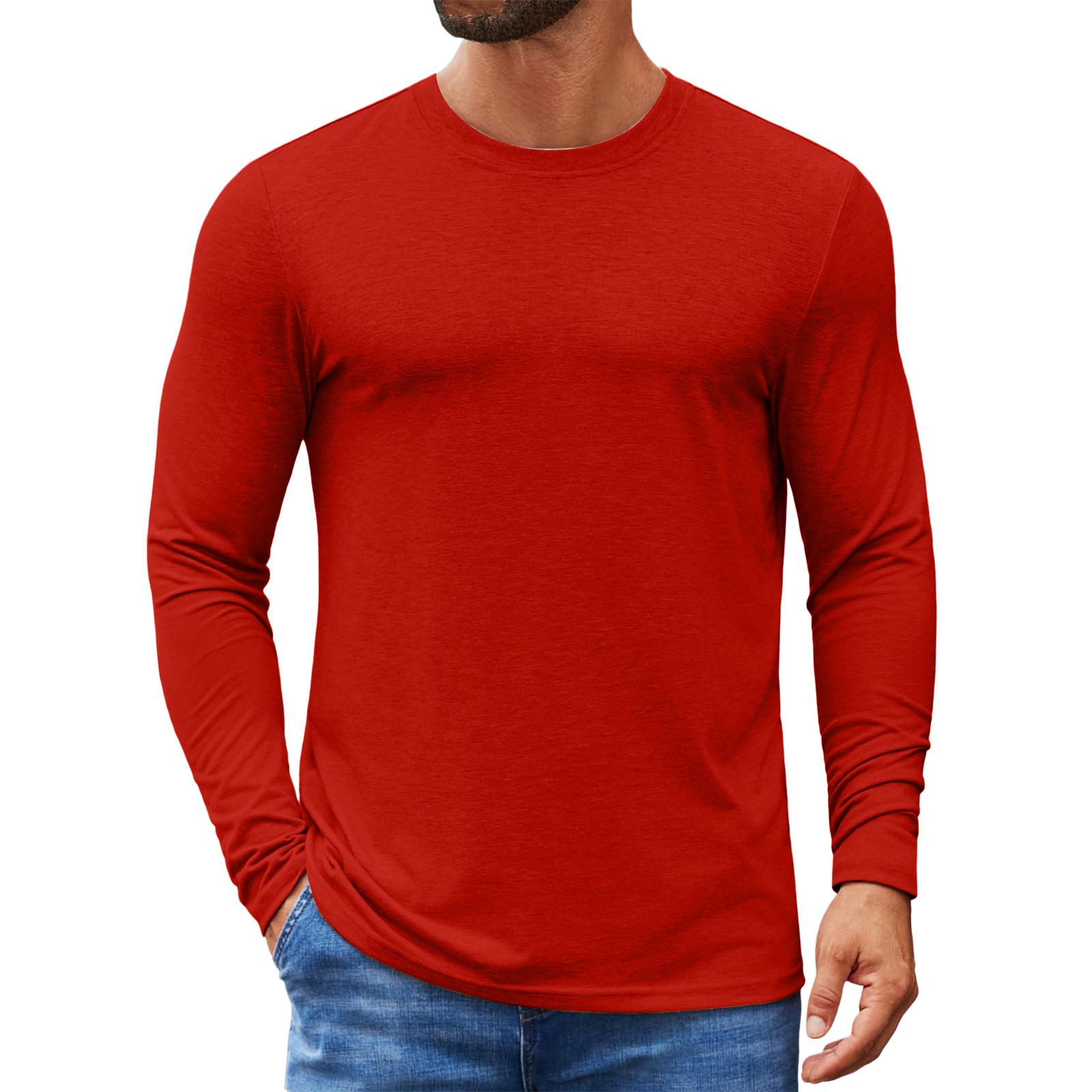 

Мужской приталенный повседневный трикотажный топ с длинным рукавом для базового слоя M красный