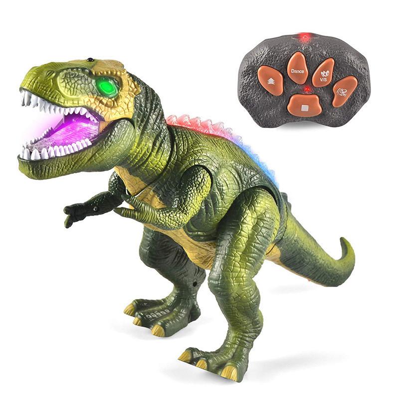 Remote Control Dinosaur Toy Glowing Walking Sounding T-rex Plastic Dinosaur Toy Educational Interactive For Kids