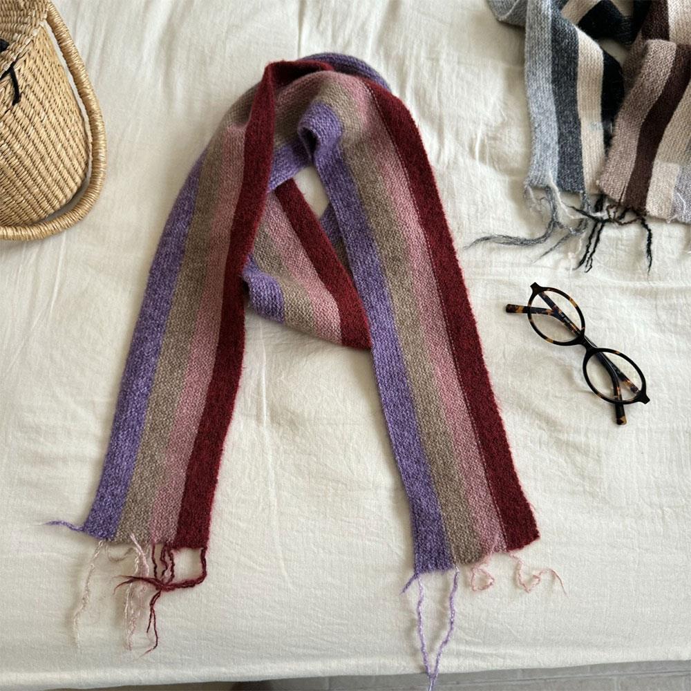 Y2k Color Block Knitted Scarf Women Cashmere Wool Scarves Harajuku Decoration Neckerchief Korean Style Thin Narrow Long Scarf