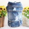 Pet cat, small and medium-sized dog, dog clothes, personalized holes, denim vest, vest, spring, autumn and winter