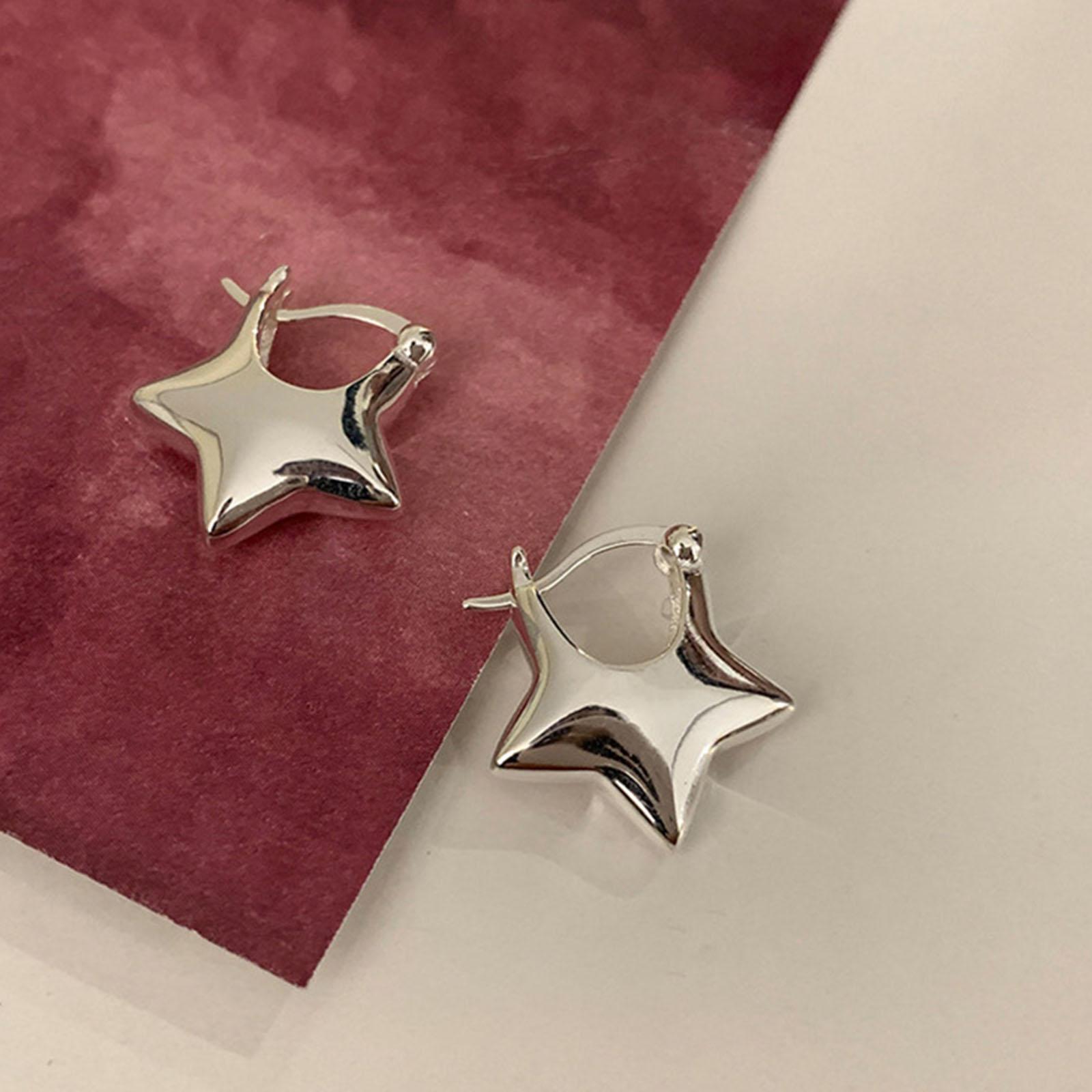 

925 Sterling Silver Vintage Simple Star Earrings For Women Trendy Earring Jewelry Prevent Allergy Party Accessories Gift