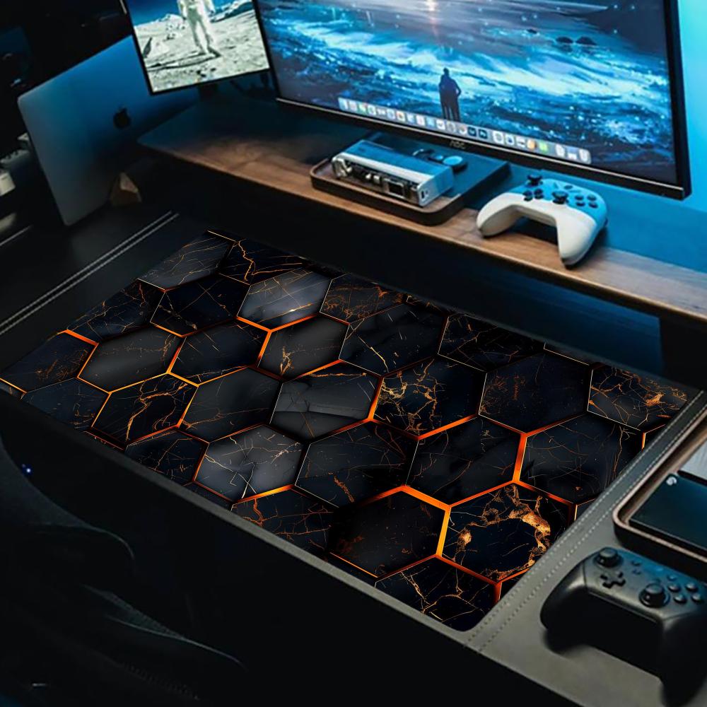 3D Abstrakte Geometrie Mauspads XXL Großes Gaming Genähte Kanten Schreibtischunterlagen HD Rutschfest Computer Tastatur Schreibtischmatte Laptop Mauspads