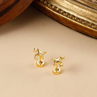 Drperfect 1pair Flat Screw Back Stud Earrings Small Star Earrings Helix Cartilage Tragus Piercing Zircon for Women