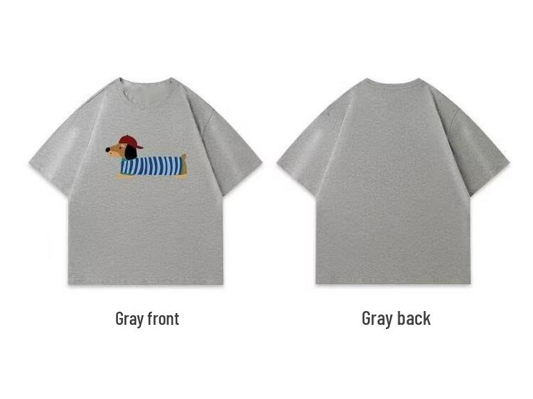 Women's Summer Retro Dachshund Print Loose Comfortable Five-Sleeve T-Shirt