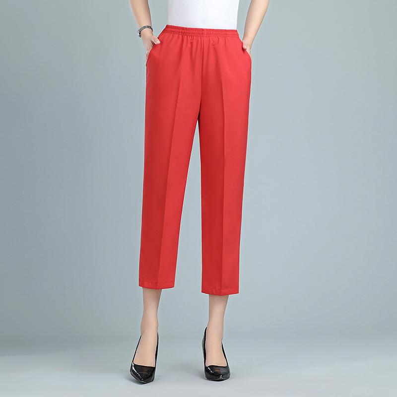 Women's Summer Thin Straight Pants Solid Color Black Trousers Summer High Waist Pants