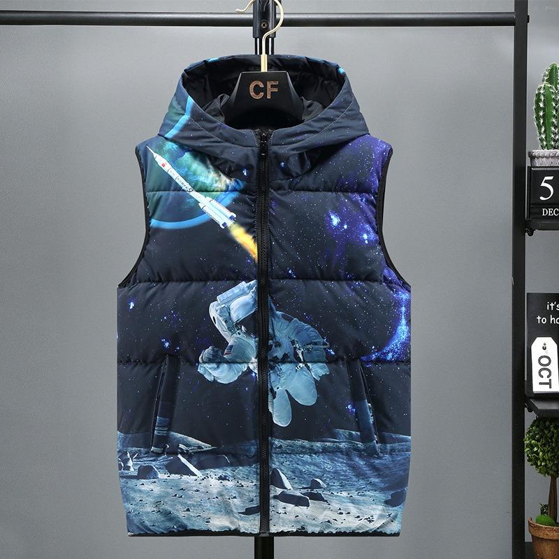 

Мужской жилет осенне-зимний утолщенный пуховый хлопковый зимний жилет куртка зеленый и красивый двухсторонний жилет 5XL темно-синий