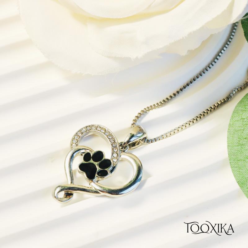 

Tooxika Love Pet Собака Кошка Лапа Алмаз Бесконечность Кулон Любовь Ожерелье
