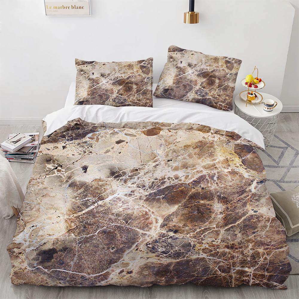 Marble King Queen Duvet Cover Cool Black and White Texture Pattern Bedding Set for Teens Adults 2/3pcs Polyester Quilt Cover