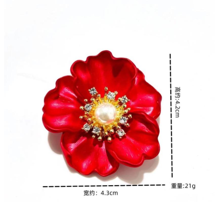 Fashion Red Flower Brooch for Women Female Jewelry Party Wedding Office Decoration Coat Scarf Lapel Pins Gifts