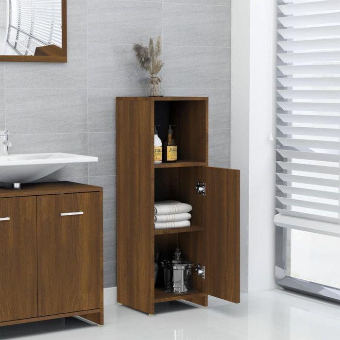825839 vidaXL Bathroom Cabinet Brown Oak 30x30x95 Cm Engineered Wood