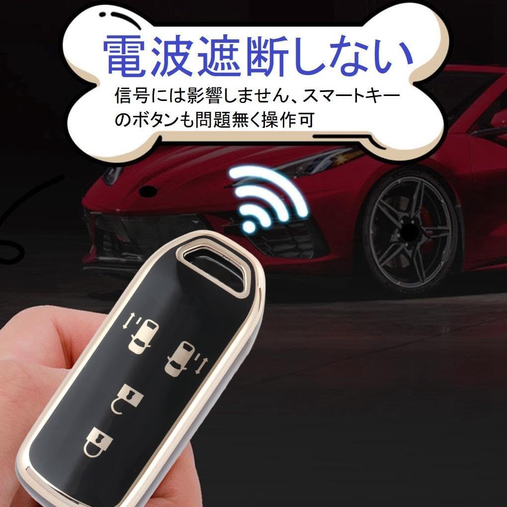 Key Case Compatible with Honda NBOX Custom Key Cover Smart Key Case Panda Key Holder Gold Black [HOYZE] N-BOX N-VAN N-WGN N-ONE