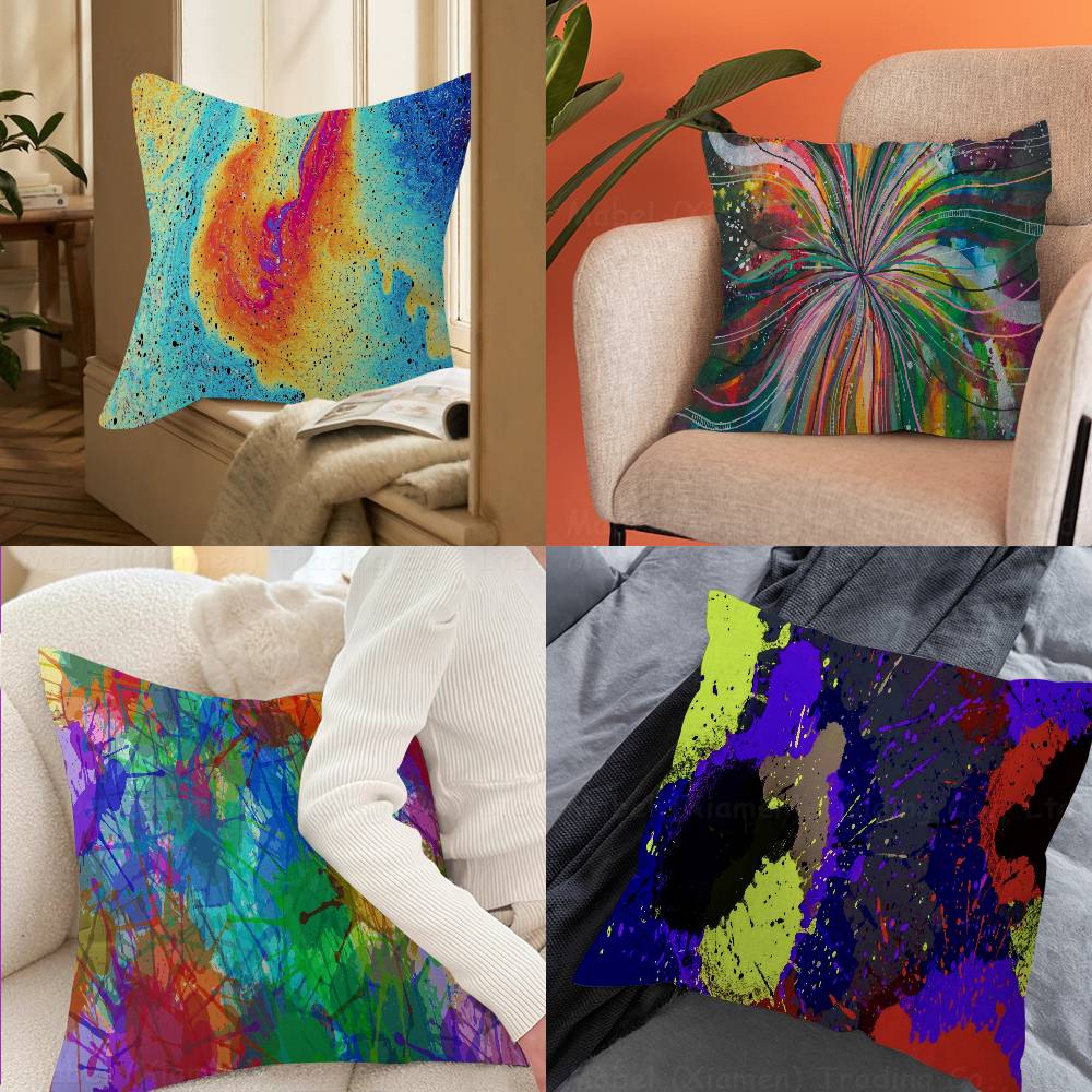 Colorful Paint Splash Pillow Gift Home Office Decoration Bedroom Sofa Car Cushion Cover case 45x45