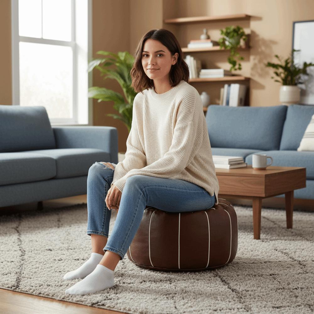 Kürbisförmiger Fußhocker Sitzsack Ungefüllte Pouf Kissenhülle Kleideraufbewahrungstaschen Fußstütze