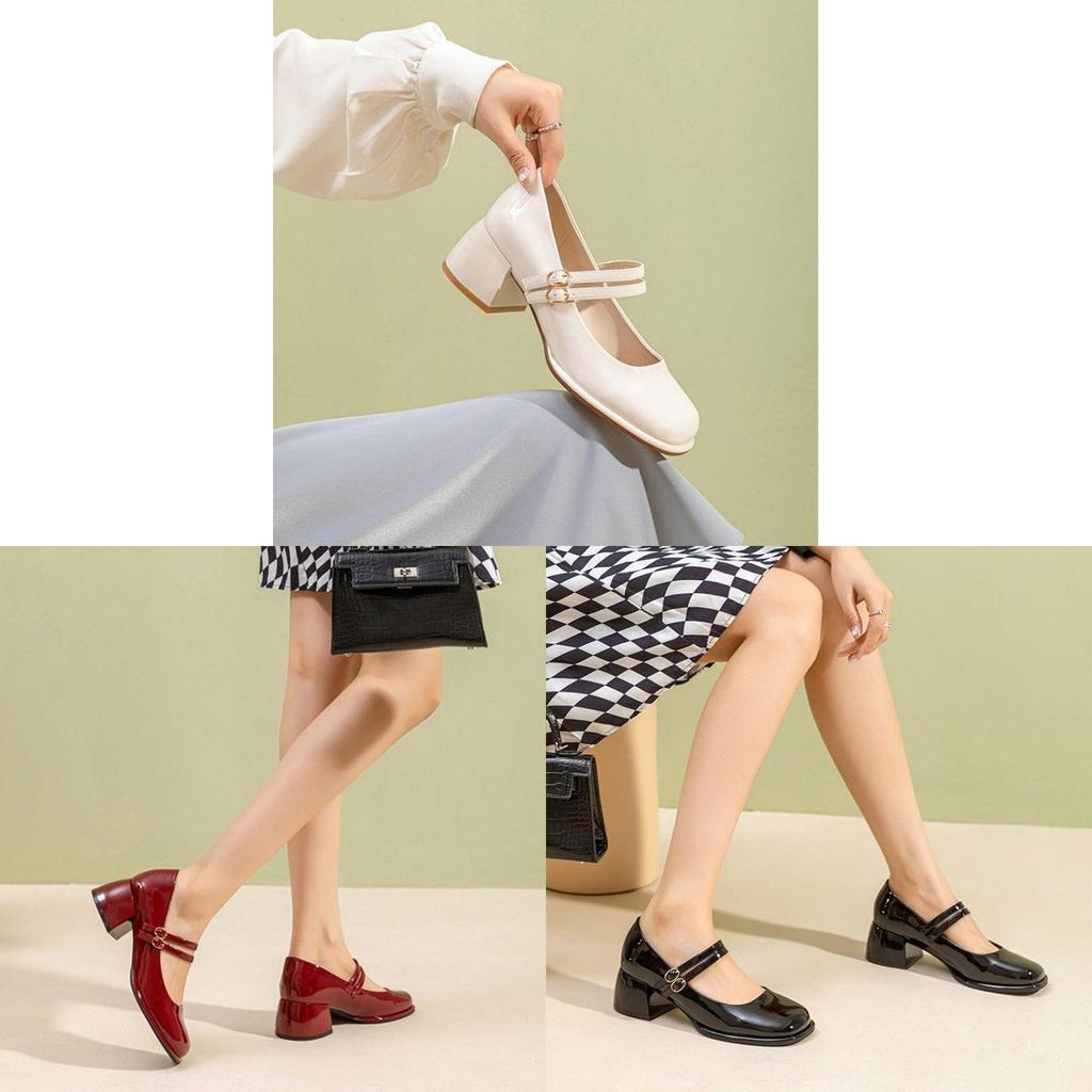 French High Heel Mary Jane Shoes With Chunky Heel For Casual Womens Spring Summer