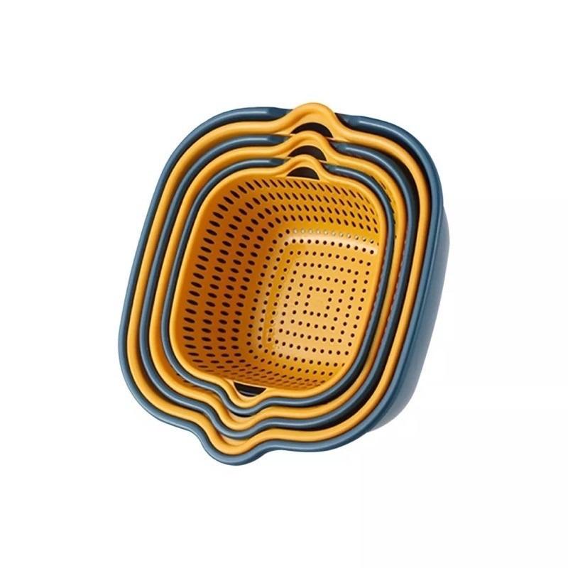 6-Piece Set of Multifunctional Double-Layer Kitchen Drain Baskets, Household Plastic Storage Baskets 6jiantao