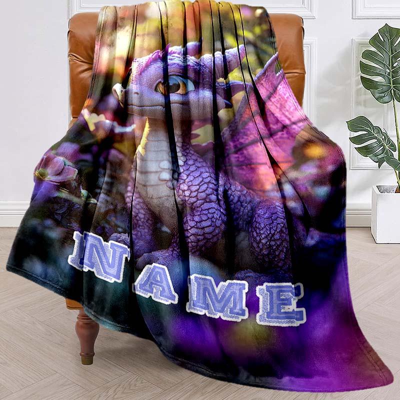 Purple Dragon Customize Your Name Blanket Used For Chair Office Sofa Bed Camping Soft And Warm Giving Friends And Relatives Birthday Graduation Gift