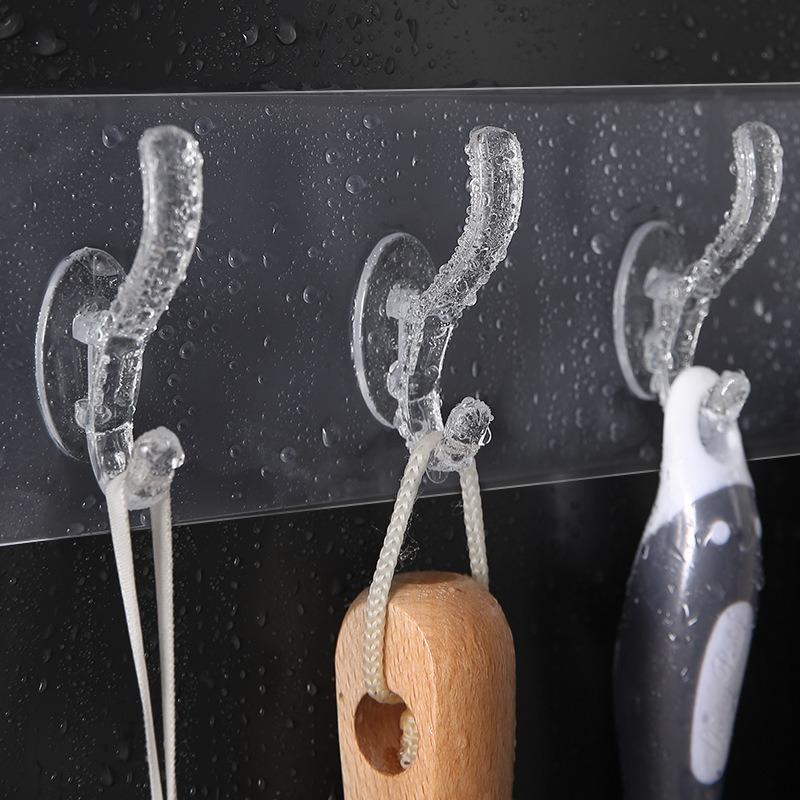 Transparent Plastic Glue Hooks Kitchen Bathroom Hooks Nail-Free Wall Hanger