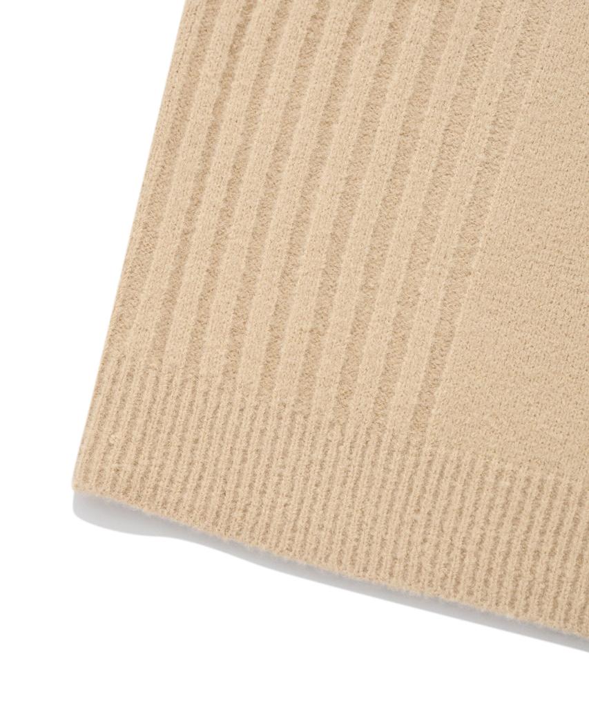 COFWI Wool Button Knit Polo Shirt Beige