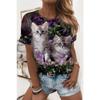 Summer Women's 3D Printed Crew Neck T-Shirt Fashion Versatile Trend Casual Breathable