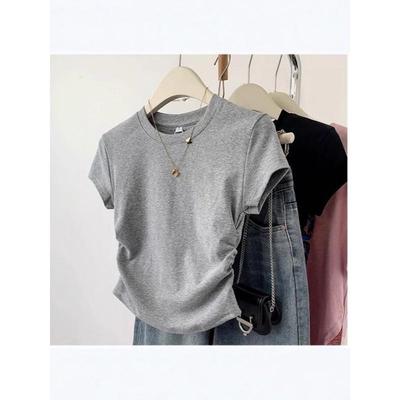 Damen Slim Fit Plissiertes Kurzarm-T-Shirt - Sommer 2025 Mode