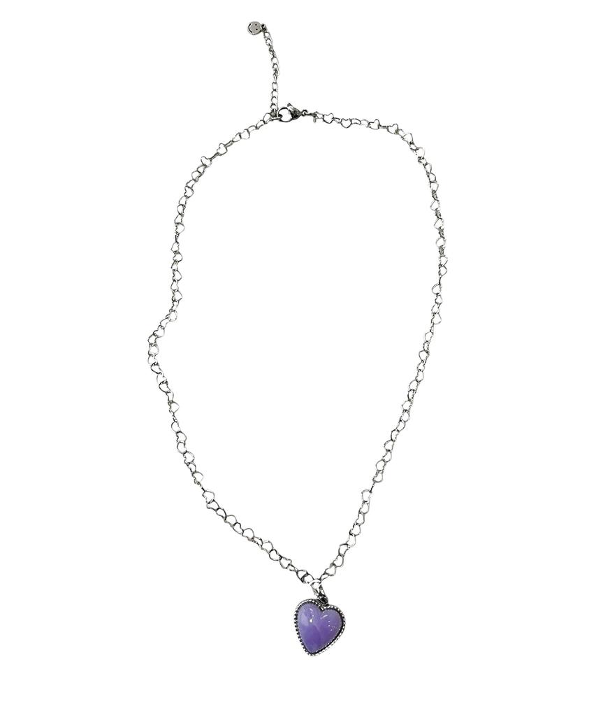 Sk8Er Rock Blossom Love Heart Chain Surgical Steel Necklace