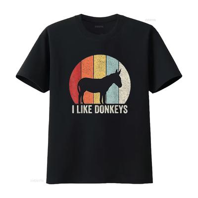 Retro I Like Donkeys T Shirt Donkey Lover Funny Vintage Washed Comfortable Breathable Fashion Graphic Unisex Slightly Soft