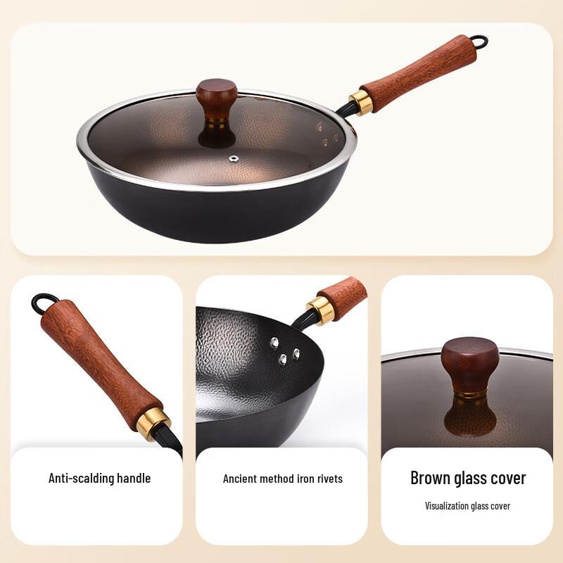 San Jiaolong Hammered Wrought Iron Wok