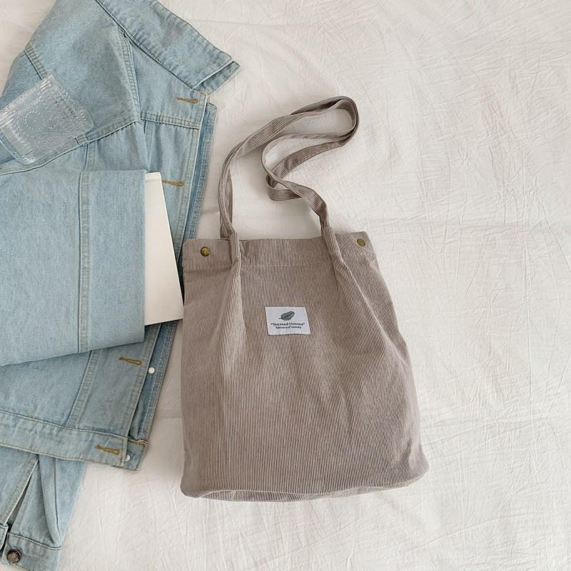 Bolso de hombro para mujer, moderno, versátil, de pana, de gran capacidad, portátil, para compras, bolso de viaje informal para mujer