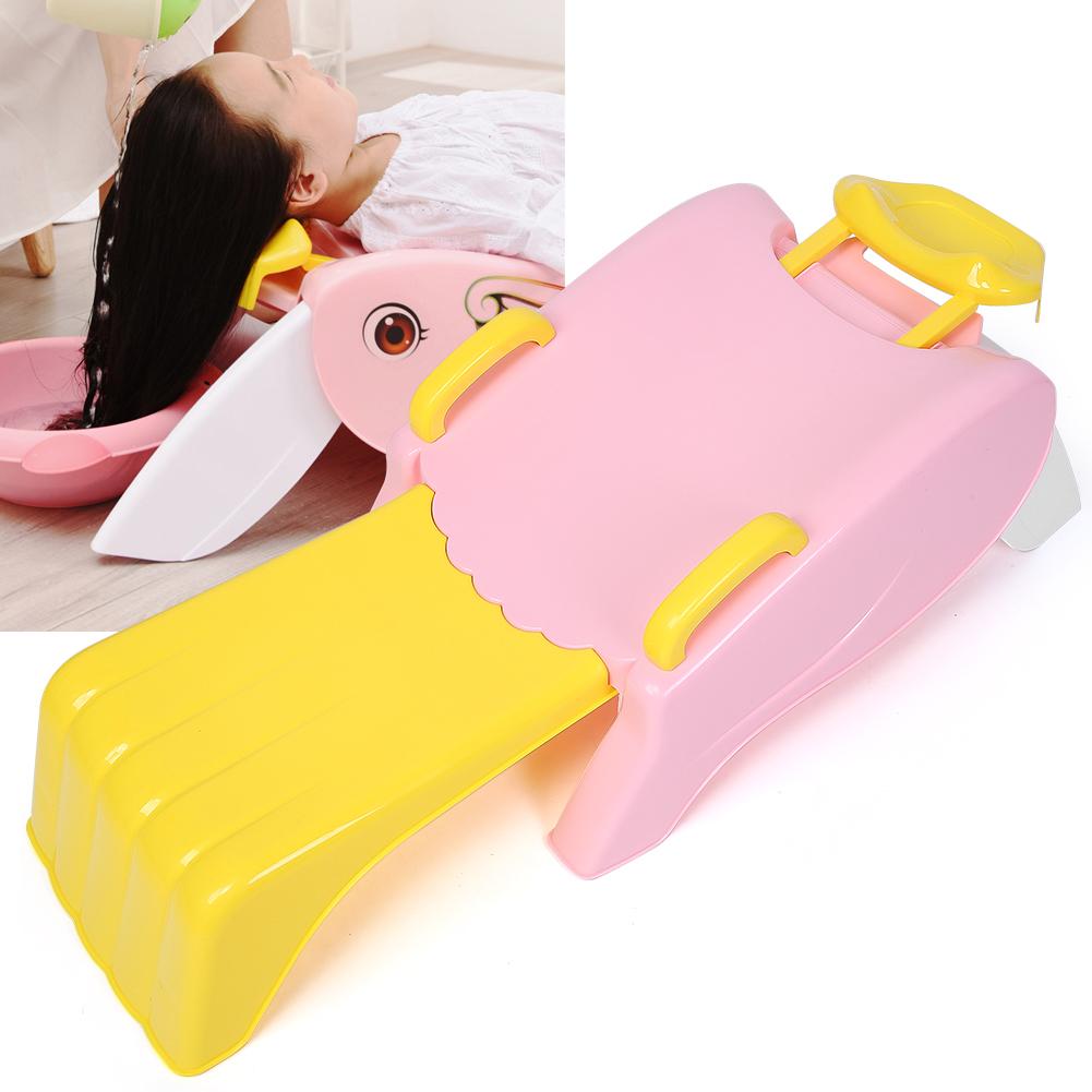 Folding Children Shampoo Chair Adjustable Cartoon Baby Shampoo Lying Chair Pink
