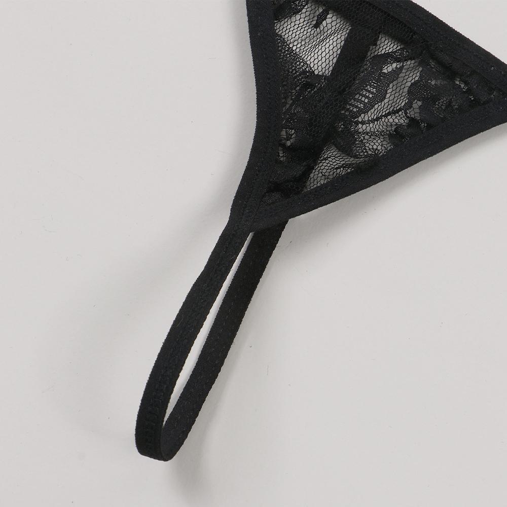 Sexy Lace See-through Beach Thong Ladies Bikini V Strap Panties Sexy Lingerie for Fine Woman 3PCS
