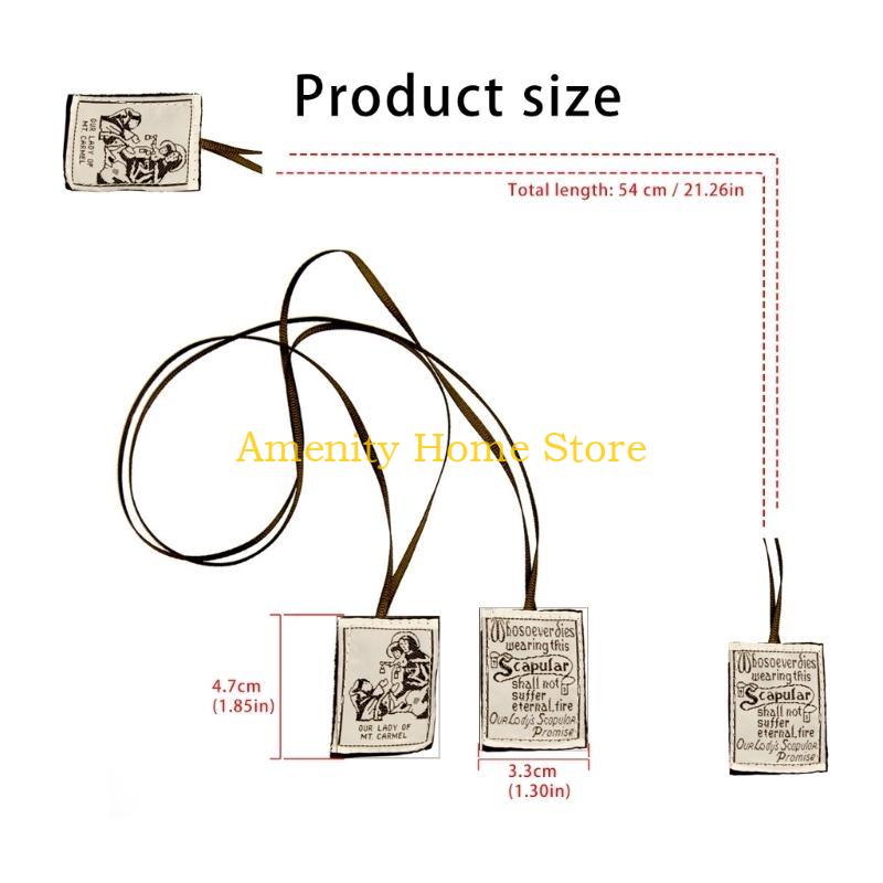 F26C Catholic Scapular Embroidered Scapular Our Lady of Mount Carmel Devotional Rosary Catholic Garment Accessories