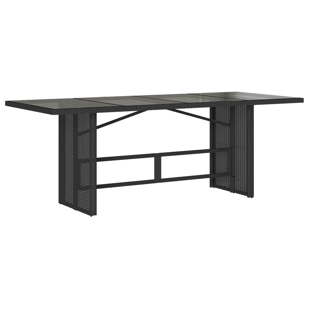 9 Piece Outdoor Dining Set with Cushions Black Poly Rattan