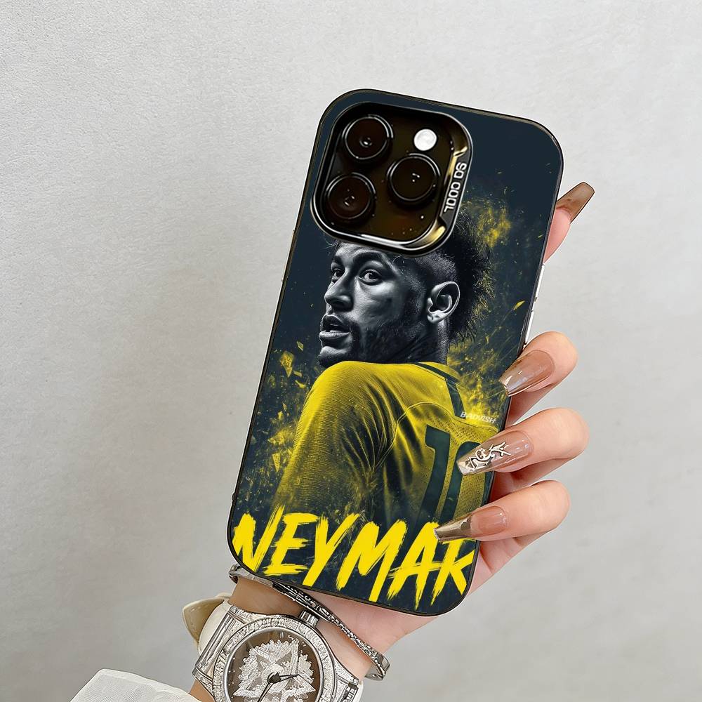 

Neymar No.10 Football Theme Phone Case For iPhone 17,16,15,14,13,12,11 Plus,Pro Max,XS,Colorful Silver Black Cover iPhone16Plus