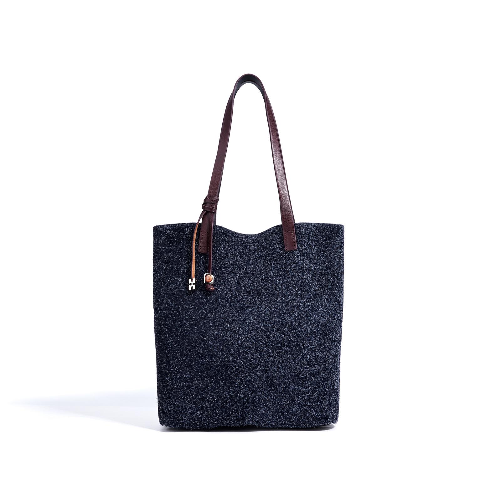 

2025 new tote bag women s bag simple two-layer matte cowhide shoulder large bag versatile large-capacity handbag чернил синий