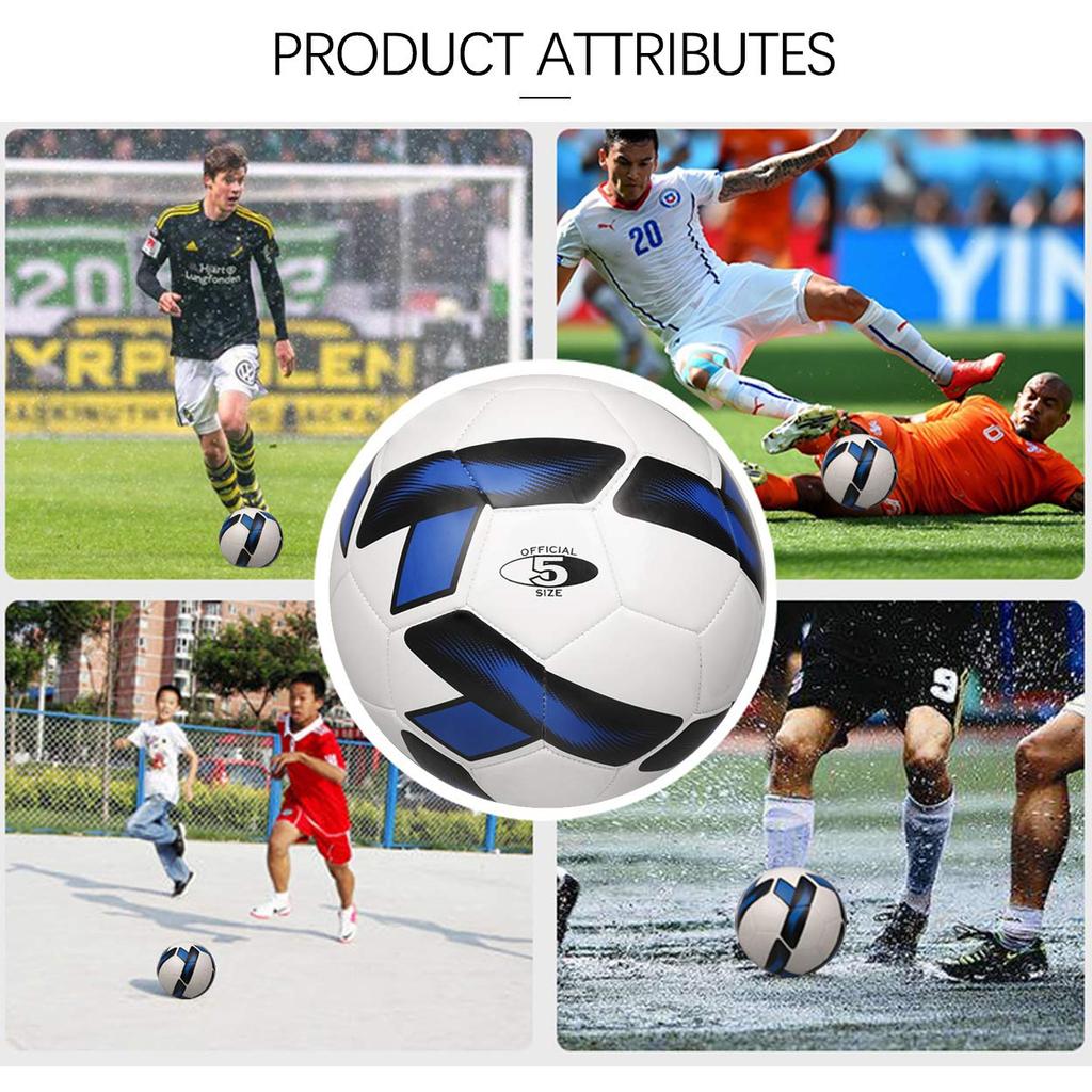 SYNGUCK Fußball Größe 3 Packungen mit Luft Futsal Weich Offiziell Hoch Sportausrüstung 5, Pumpe, Training, Leichtgewicht, Material, Wasserdicht, Langlebig,