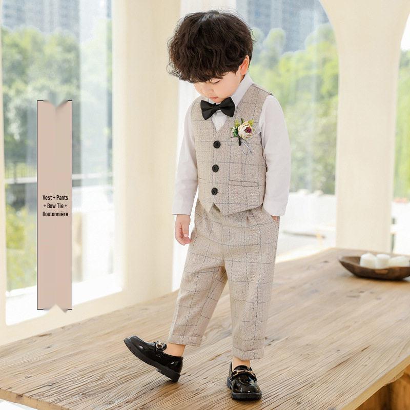 Children s Formal Suit: Flower Boy Autumn-Winter Velvet British Style for First Birthday or Performances. 140 cm