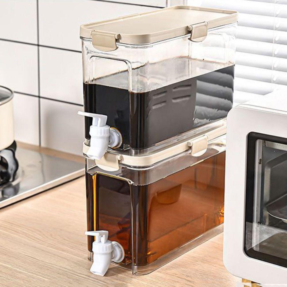 

Seal Cold Water Pot with Faucet Beverage Dispenser Multi-use Juice Bucket Camping білий