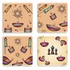 Coaster Set of 4 Beautiful Diwali Festive Tea Coasters with Stand Designer Quality for Tea Cups,Coffee Mugs and Glasses